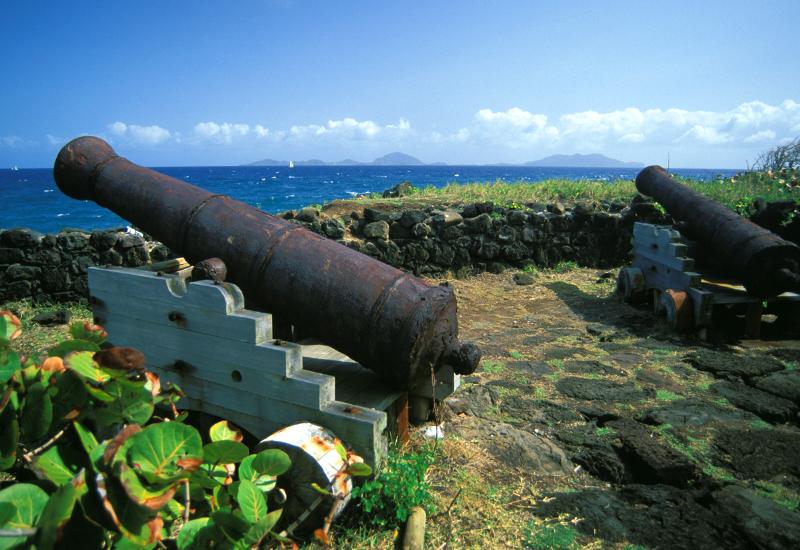 Guadeloupe. Trois-Rivières - Batterie de la Grande Pointe, vestiges d’une ancienne batterie militaire