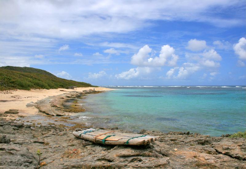 Anse Feuillard, Capesterre de Marie-Galante, Guadeloupe. Belle langue de sable blond