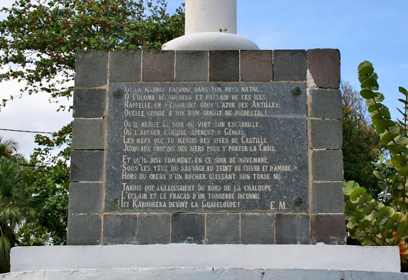 Mémorial Christophe Colomb. Le poème écrit par le gouverneur Mervart