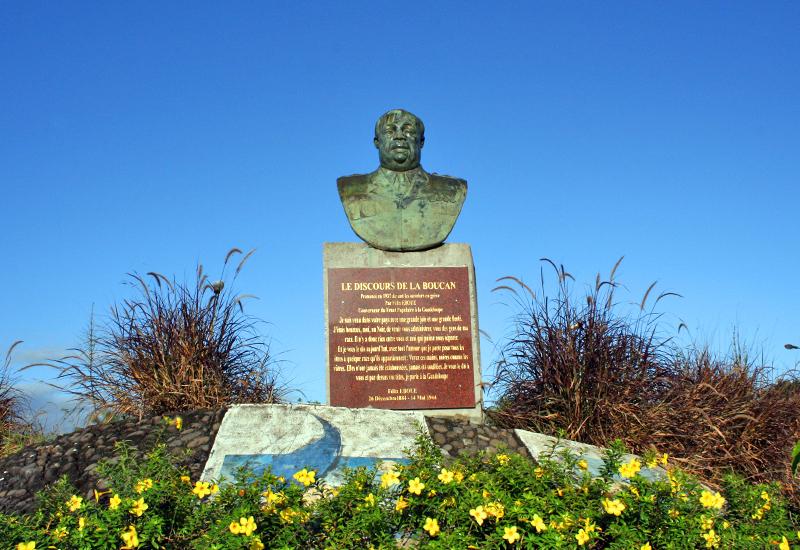 Guadeloupe, ville de Sainte-Rose, buste de Félix Eboué. Un discours mémorable